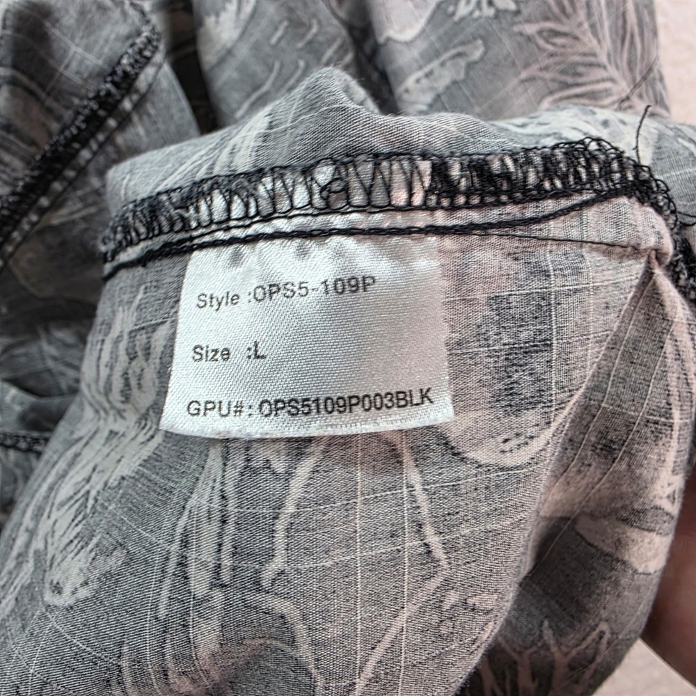 Ocean Pacific Button Down Shirt Mens L Black White Tropical Floral OPS5109P - Picture 6 of 9